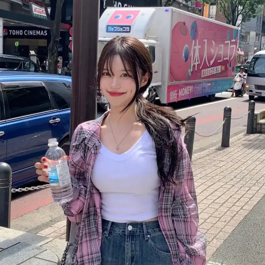 [BUNJANG] Dayrose Damage Oversized Check Shirt / (새상품)데이로제 틴디 데미지 오버핏 체크 셔츠 남방