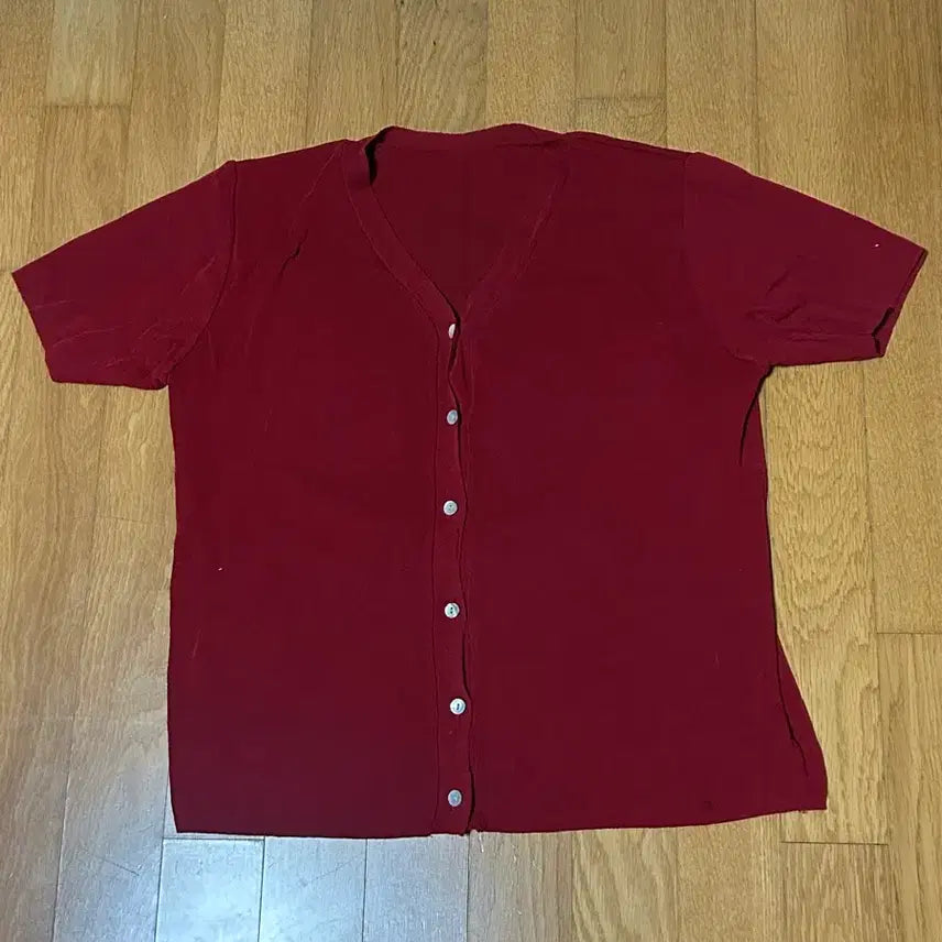 [BUNJANG] V-Neck Short Sleeve Knit Red / 브이넥반팔니트(빨강)