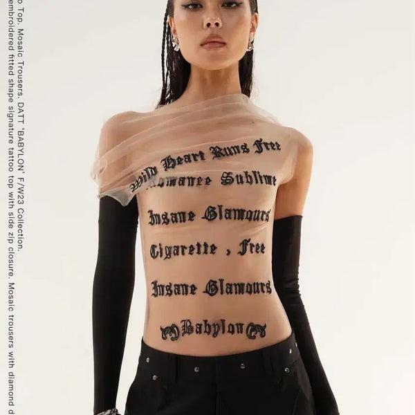 [BUNJANG] Datt Tattoo Top XS / Datt tattoo top xs