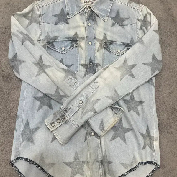 [BUNJANG] Wackomaria Star Pattern Denim Shirt Size S / 와코마리아 데님셔츠 s