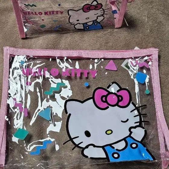 [BUNJANG] Hello Kitty Transparent PVC Pouch 2 Types Set / 헬로키티 투명 PVC 파우치 2종 세트