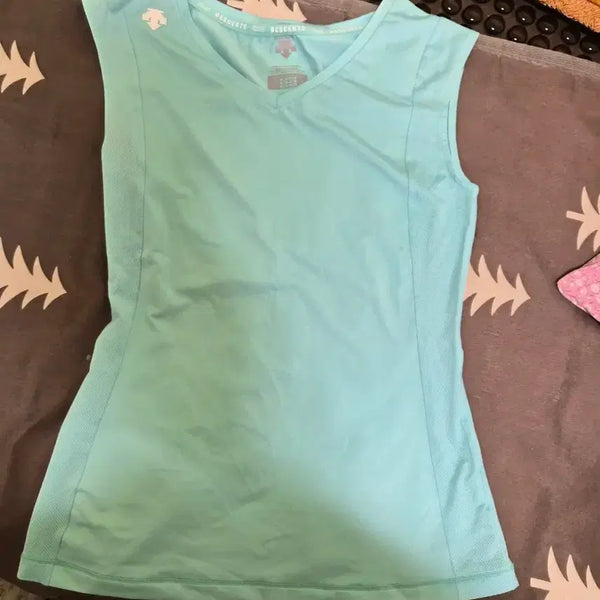 [BUNJANG] Descente Sleeveless T-Shirt Aqua M / 데상트 민소매 티셔츠 아쿠아m