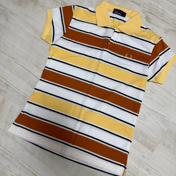[BUNJANG] Fred Perry Striped Women's Polo T-Shirt / 프레드페리 스트라이프 여성 PK 반팔 카라티