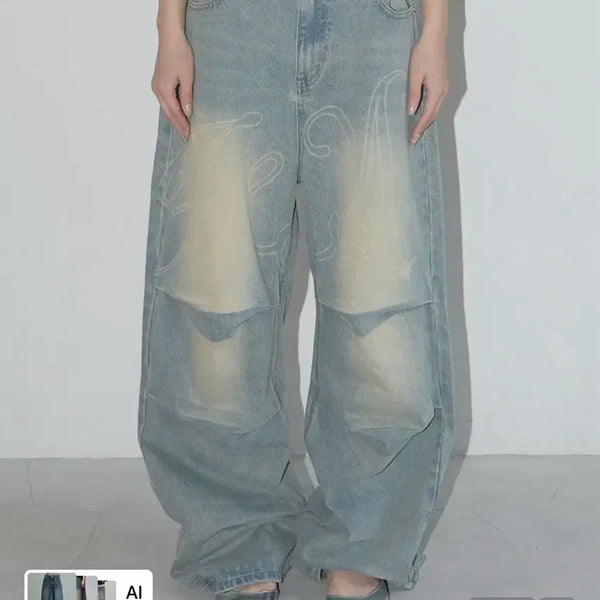 [BUNJANG] Fancy Club Angel Vintage Washing Pintuck Pants (Blue) / [새상품] 팬시클럽 엔젤 빈티지 워싱 핀턱팬츠 (BLUE)
