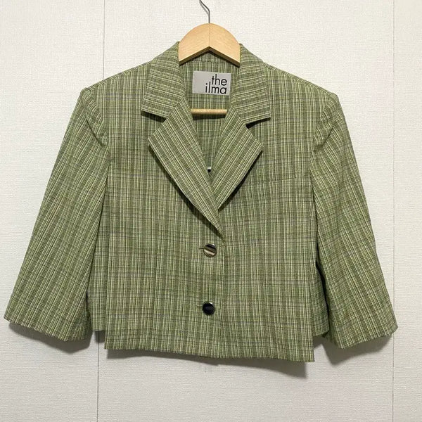[BUNJANG] Theilma Check Cropped Jacket / 더일마 체크 크롭 자켓