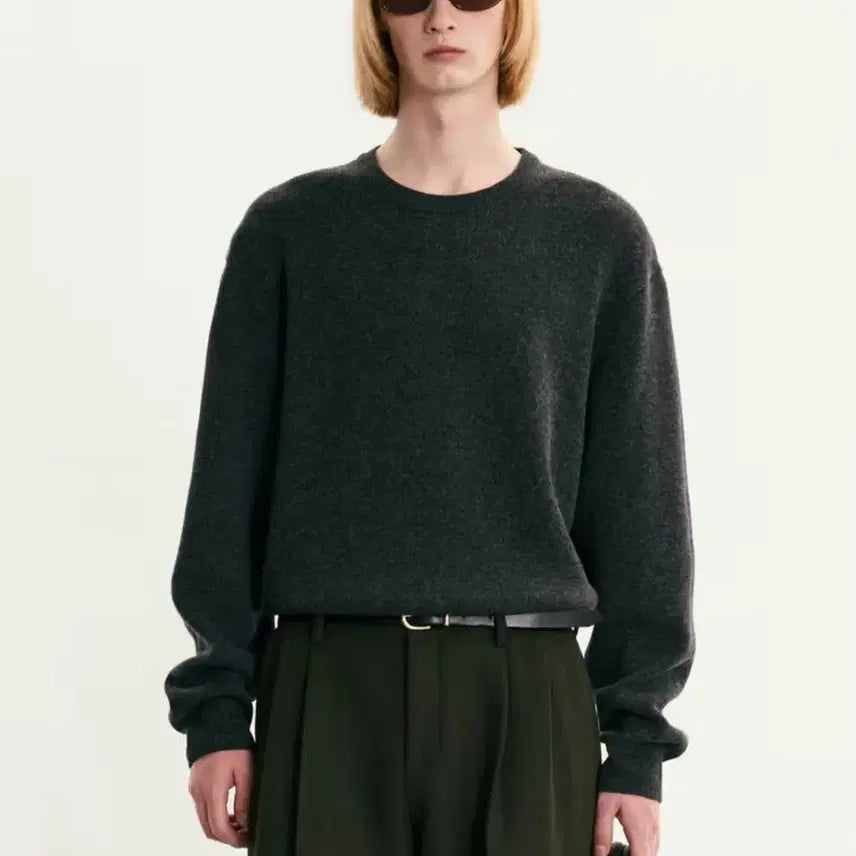 [BUNJANG] TNGT Cashmere Blend Round-neck Sweater Dark Grey / (105) TNGT 캐시미어 블랜드 라운드니트 다크그레이