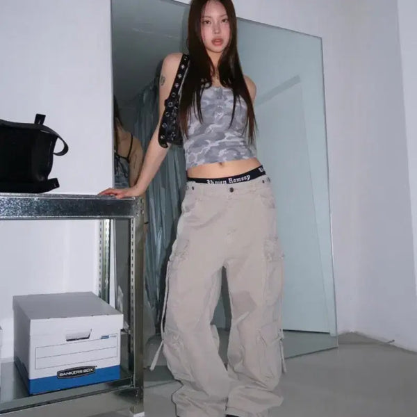 [BUNJANG] WEIVIMIU Side Dart Pocket Cargo Pants / 위위미유-SIDE DART POCKET CARGO PANTS