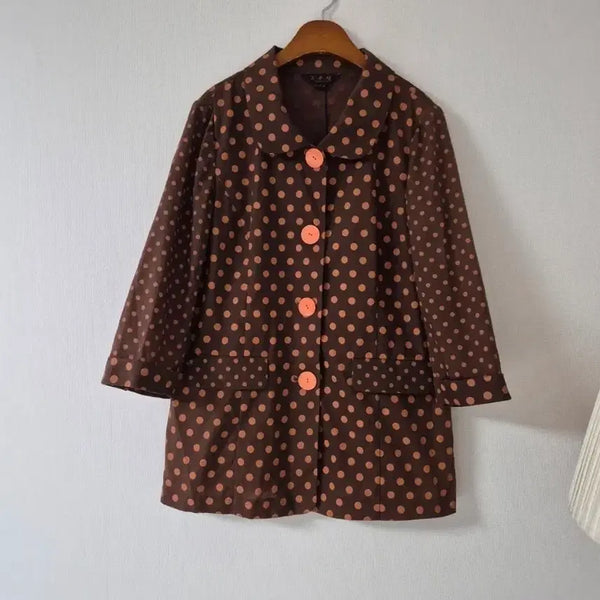 [BUNJANG] Josunhee Linen Polka Dot Jacket / [조순희]린넨 도트무늬 브라운 자켓/점퍼
