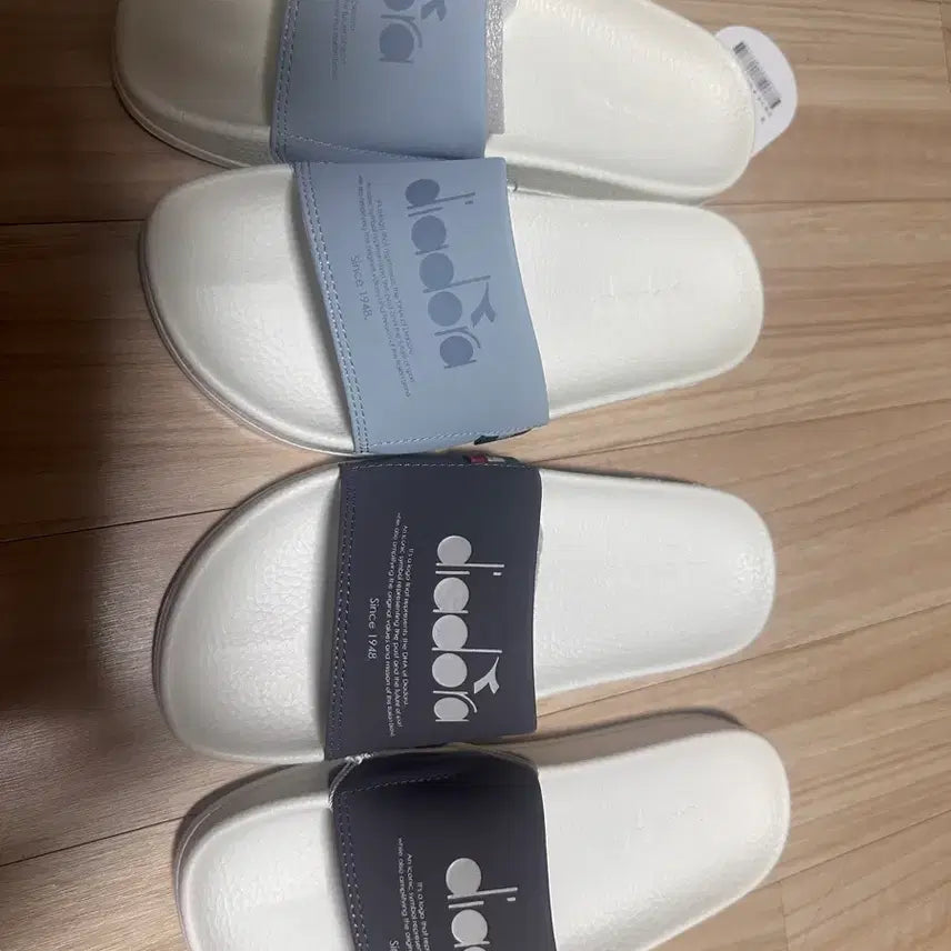 [BUNJANG] Diadora Slippers White Navy Sky Blue Logo Size 230 / 디아도라 슬리퍼 230