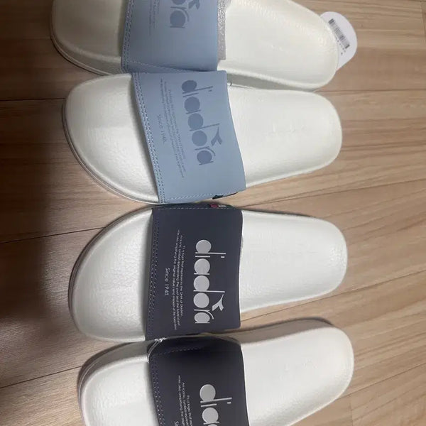 [BUNJANG] Diadora Slippers White Navy Sky Blue Logo Size 230 / 디아도라 슬리퍼 230