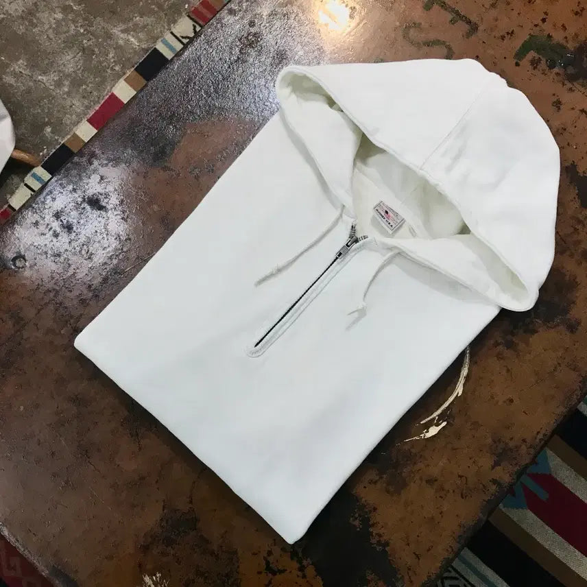 [BUNJANG] Avirex Ivory Half-Zip Sweatshirt Hoodie / 아비렉스 아이보리 반집업 스웻셔츠 후디 후드티 남성 110 사이즈