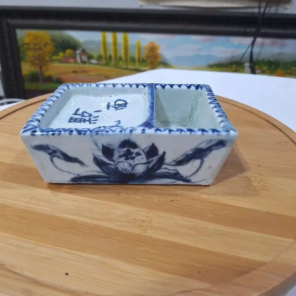 [BUNJANG] Antique Blue Celadon Porcelain Lotus Flower Brush Holder / 도자기 필세