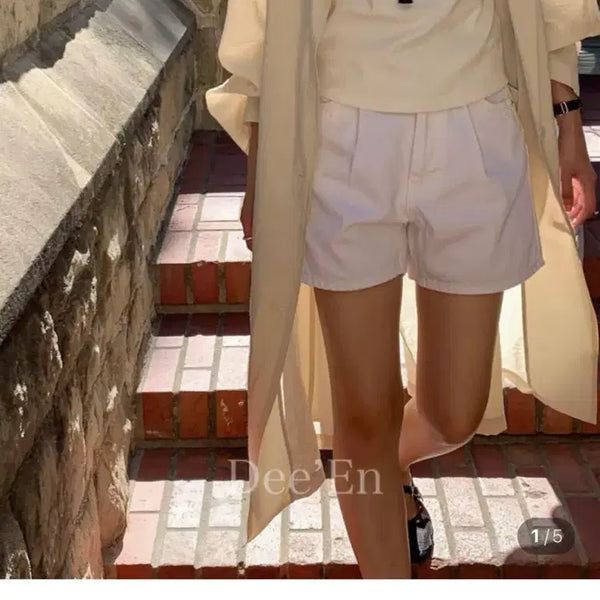 [BUNJANG] Verbain Pintuck Shorts Ivory Sealed Size S / 버베인 핀턱숏팬츠 아이 미개봉 새상품s