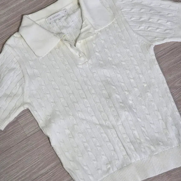 [BUNJANG] Giordano Cable Knit Short Sleeve Sweater / 지오다노 케이블 반팔 니트