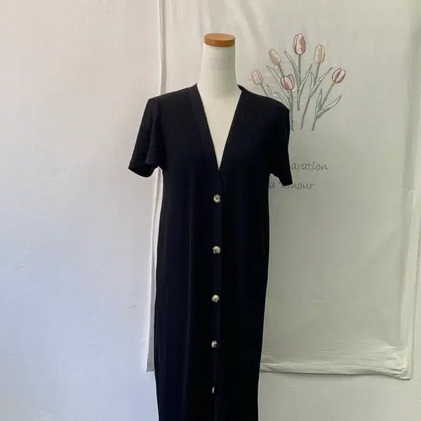 [BUNJANG] ZARA Ribbed Knit Short Sleeve Long Dress / 1회착용-자라ZARA  골지니트 반팔 롱 원피스