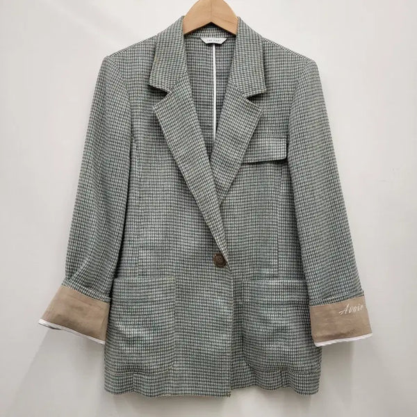 [BUNJANG] The IZ Colorblock Linen Roll-Up Jacket / 더아이잗 롤업 배색 린넨 자켓