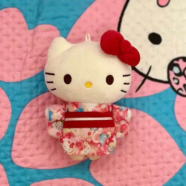 [BUNJANG] Sanrio Hello Kitty Sakura Kimono Plush Keychain / 정품 헬로키티 사쿠라 빨강 기모노 인형 키링