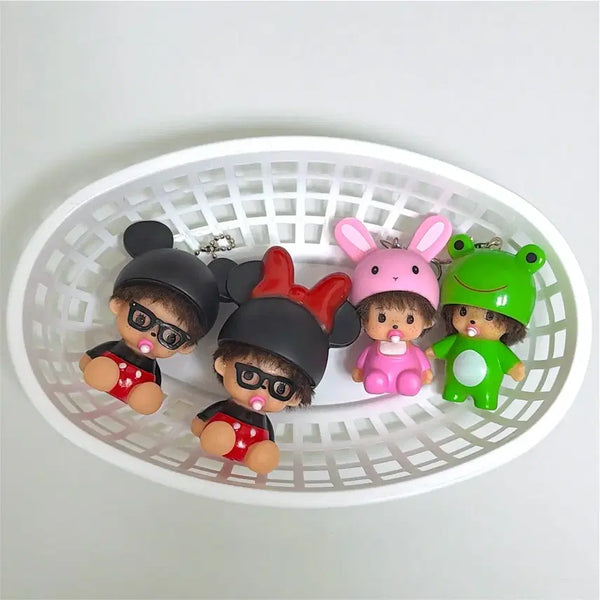 [BUNJANG] Baby Monchhichi Character Doll Keyring (Various Hats) / [덤맛집] 베이비 몬치치 인형 키링 가방 꾸미기 에어팟 키링
