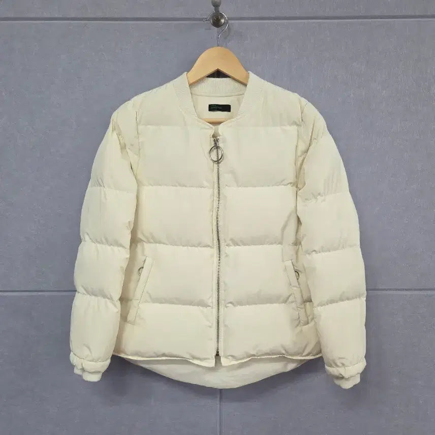 [BUNJANG] Stile Benetton Down Bomber Short Padding Jacket (Cream/Ivory, Women's Size 42) / STILE BENETTON 스틸 베네통 덕다운 보머 숏패딩