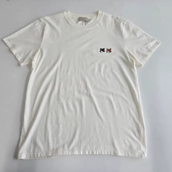 [BUNJANG] Maison Kitsuné Double Fox Head Short Sleeve T-Shirt - Ivory / 메종키츠네 더블 폭스헤드 반팔 티셔츠 L