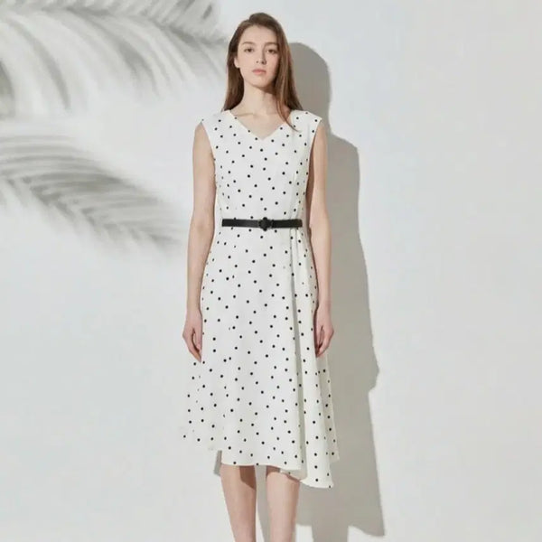 [BUNJANG] Jigott Belted V-Neck Polka Dot Dress Size 55 / 지고트 벨티드 브이넥 도트 원피스 55사이즈