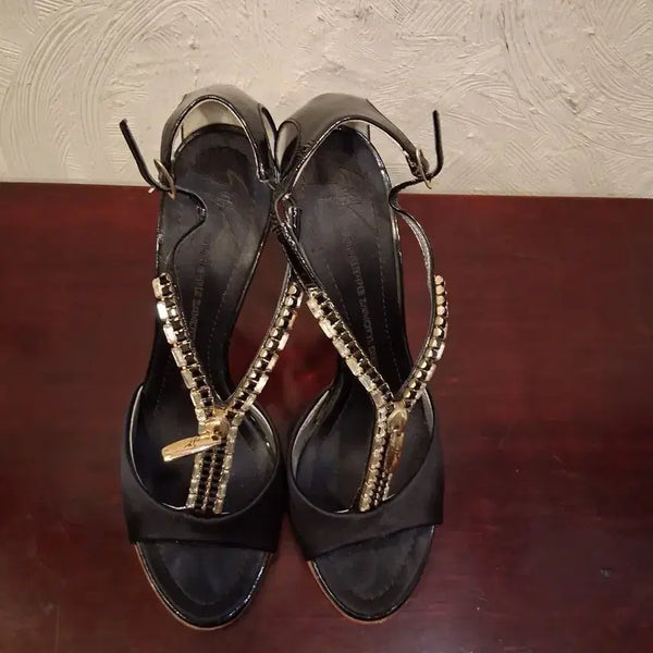 [BUNJANG] Giuseppe Zanotti Black Zipper Heel Sandals / 쥬세페 자노티 블랙 지퍼 힐 샌들