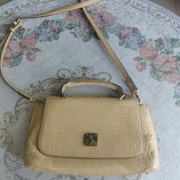 [BUNJANG] MCM Crocodile Pattern Leather Tote Bag with Shoulder Strap / 엠씨엠가방 택있음
