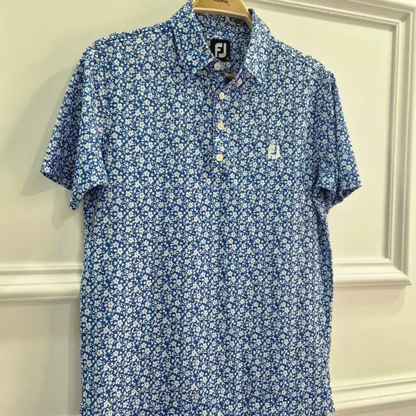 [BUNJANG] FootJoy Blue Flower Short-Sleeve Polo Shirt / 풋조이 블루 플라워 반팔 카라티