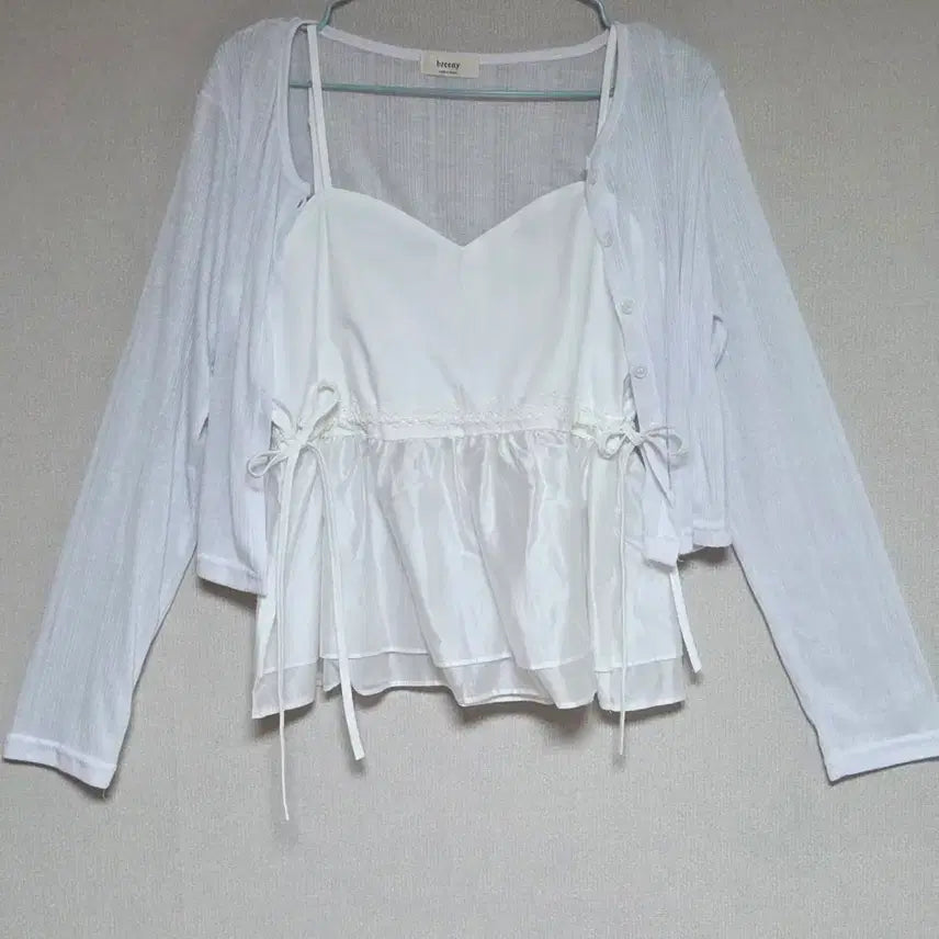 [BUNJANG] Heart Bustier Set with Adjustable Waist + Summer Cardigan / 하트 뷔스티에 허리 조절 + 여름가디건