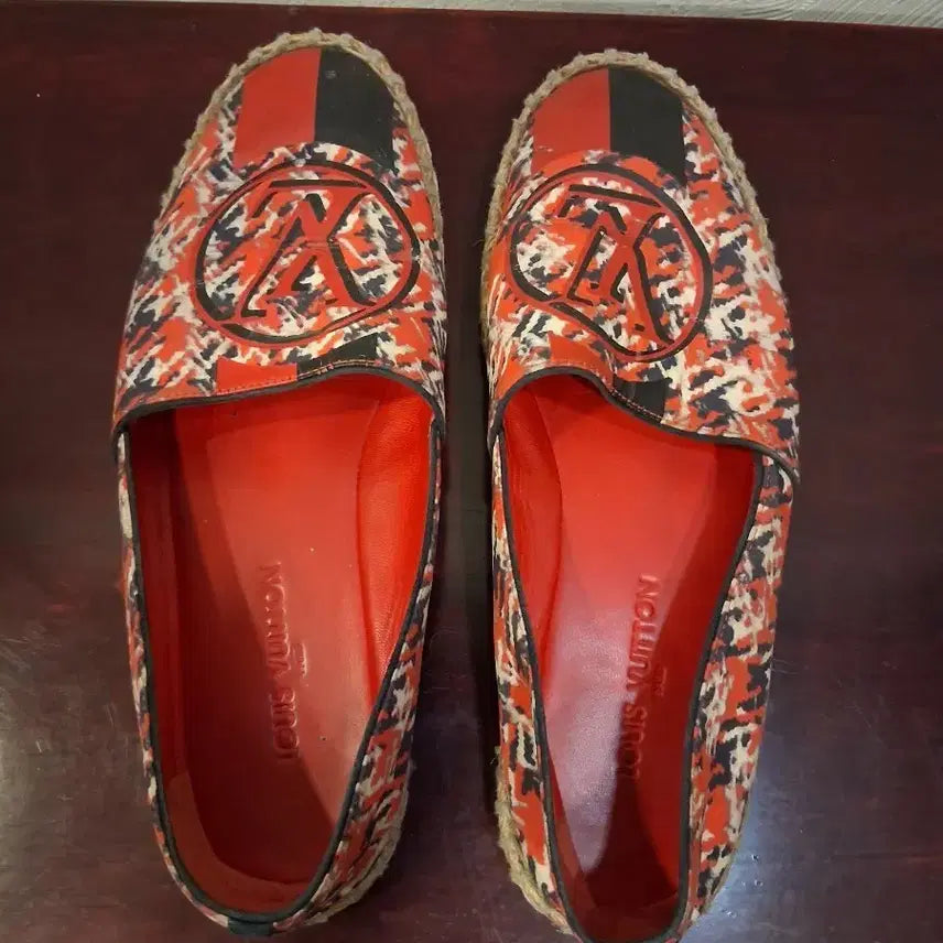 [BUNJANG] Louis Vuitton Red Print Espadrille Slip-On Shoes / 루이비통 에스파드리유 슬립온 레드 프린트