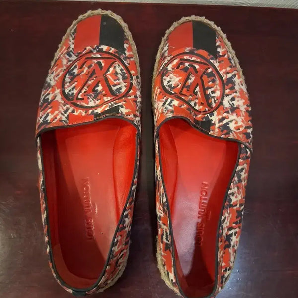 [BUNJANG] Louis Vuitton Red Print Espadrille Slip-On Shoes / 루이비통 에스파드리유 슬립온 레드 프린트