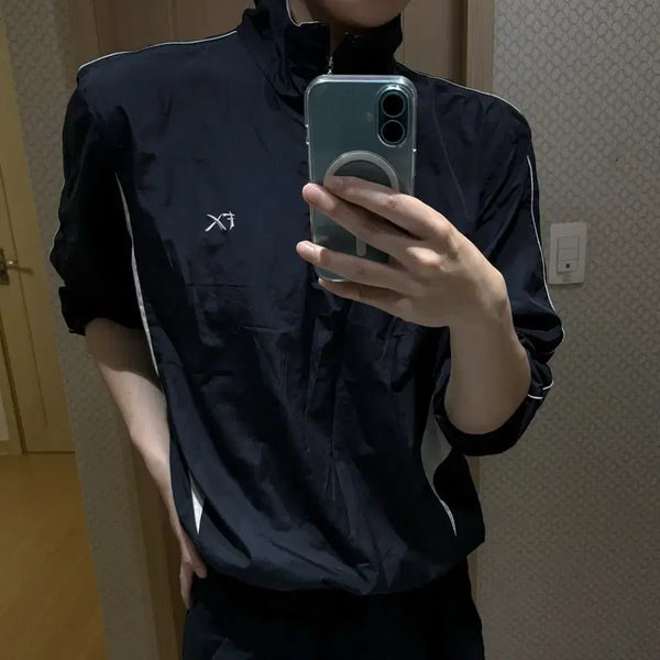 [BUNJANG] FX Sport Half-Zip Anorak Windbreaker (Navy/White) / [95] FX 스포츠 하프집업 아노락 바람막이  (네이비/화이트)
