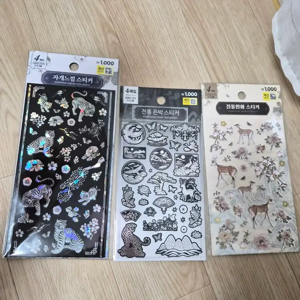 [BUNJANG] Daiso Traditional Folk Painting Mother-of-Pearl Stickers / 다이소 전통 자개 민화 스티커(마지막재고)
