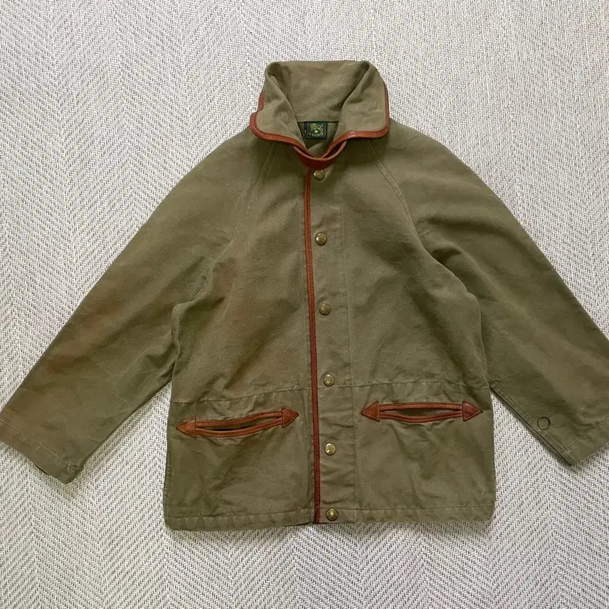 [BUNJANG] Il Bisonte Leather Trimmed Hunting Field Jacket / 일 비존테 레더 트리밍 헌팅 필드 자켓