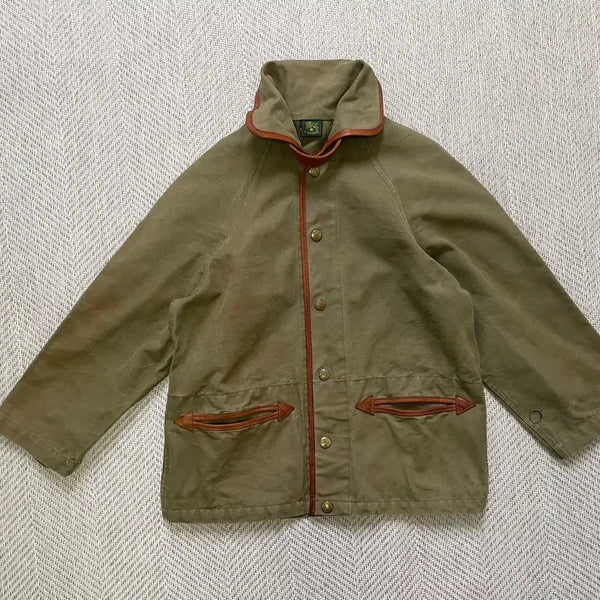 [BUNJANG] Il Bisonte Leather Trimmed Hunting Field Jacket / 일 비존테 레더 트리밍 헌팅 필드 자켓