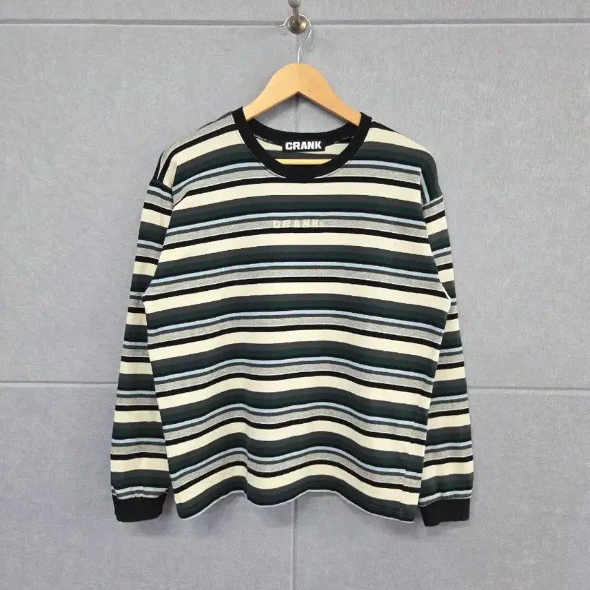 [BUNJANG] CRANK Multi Stripe Long Sleeve T-Shirt (Free Size) / CRANK 크랭크 멀티 스트라이프 긴팔 티셔츠