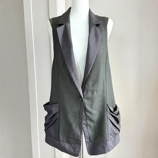 [BUNJANG] Maje Three-Tone Colorblock Vest / 마쥬 쓰리톤 스타일리쉬 배색 조끼 베스트