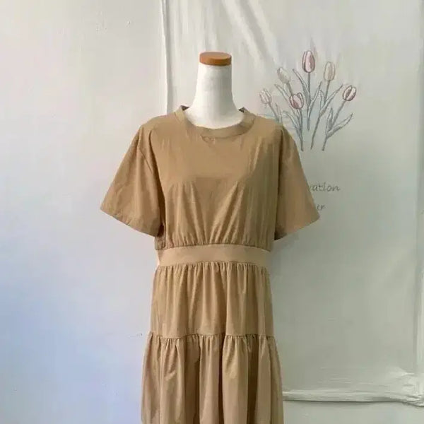 [BUNJANG] Heylin Square Square Round Neck Tiered Long Dress / 헤이린 사각사각 라운드넥 티어드 롱 원피스