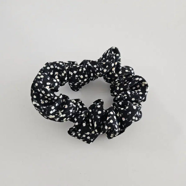 [BUNJANG] Mini Floral Black Scrunchie Hair Tie / (새상품) 미니 꽃무늬 블랙 곱창밴드 스크런치