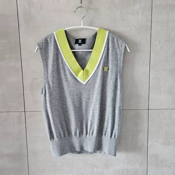 [BUNJANG] Anew Genuine Grey V-Neck Knit Vest / 어뉴 정품 회색 브이넥 니트 조끼