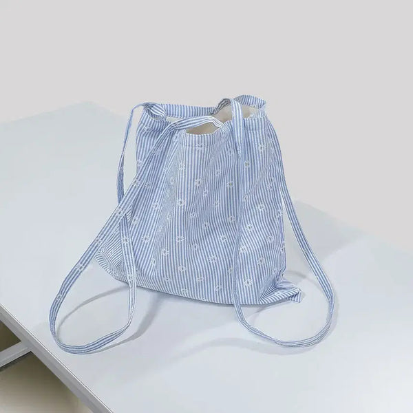 [BUNJANG] Flower Stripe Shoulder Bag / 플라워 스트라이프 숄더백