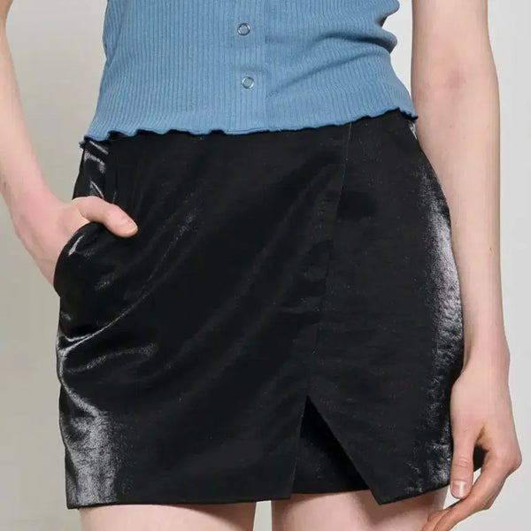 [BUNJANG] GENERAL IDEA Glossy Wrap Short Pants Black / [L] 새상품 제네럴아이디어 글로시 랩 숏팬츠 블랙