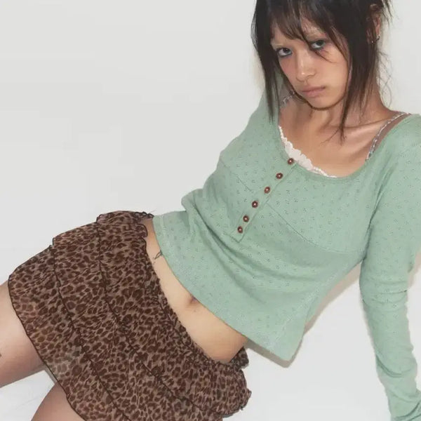 [BUNJANG] Expired Girl Leopard Frill Mini Skirt / 익스파이어드걸 레오파드 프릴 미니 스커트