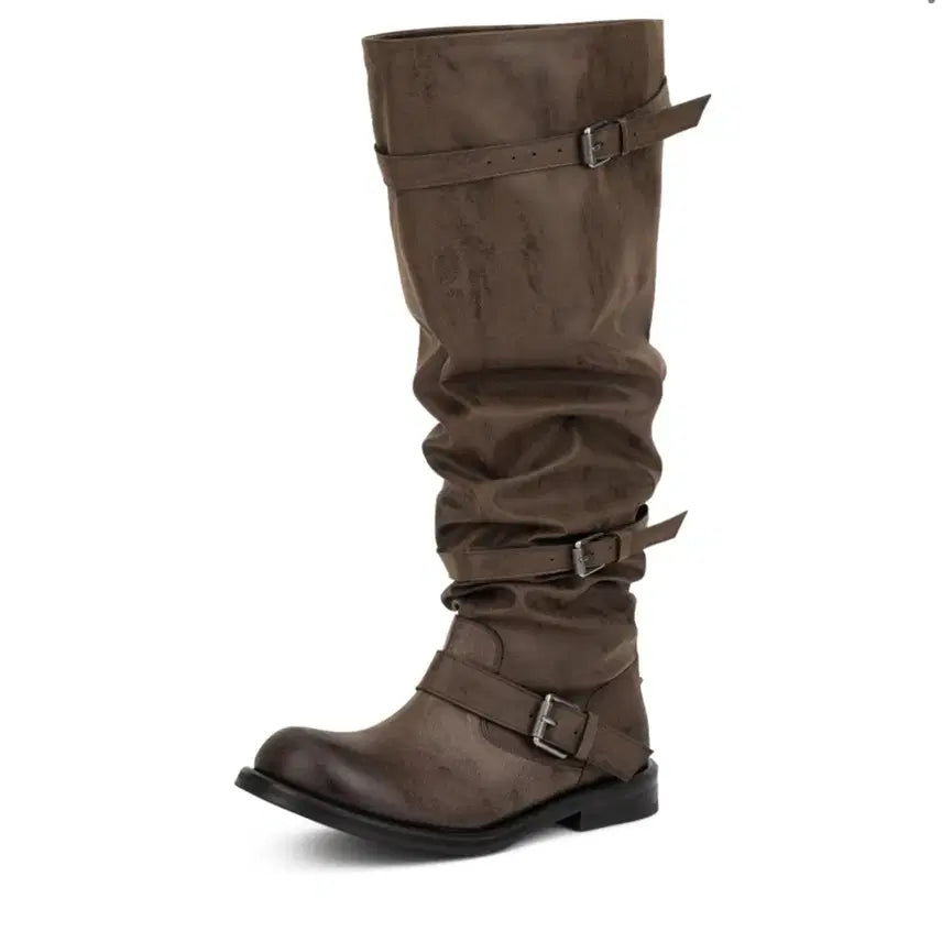 [BUNJANG] Negative Three Black Leather High Boots / 네거티브쓰리 니하이 부츠 230
