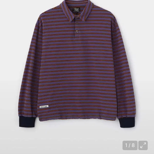 [BUNJANG] WM Company Stripe Long-Sleeve Polo Shirt / 더블유엠씨 스트라이프 긴팔 카라티