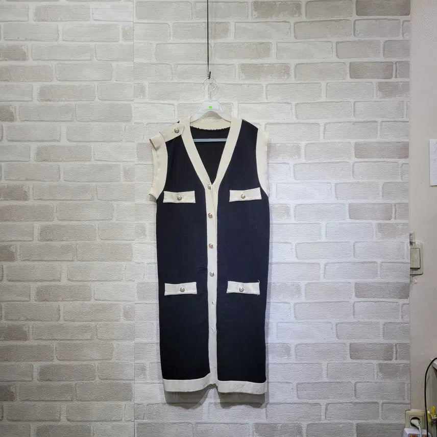 [BUNJANG] Knitted Long Vest One Size / ㅊ117 니트 롱베스트 F