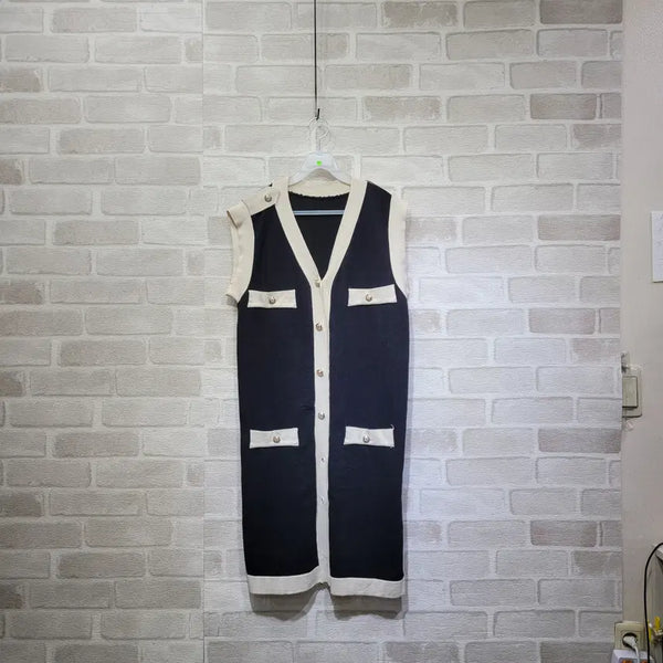 [BUNJANG] Knitted Long Vest One Size / ㅊ117 니트 롱베스트 F