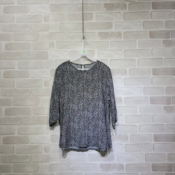 [BUNJANG] Black Pattern Blouse Size 88 / ㅊ244 블랙 패턴 블라우스 88