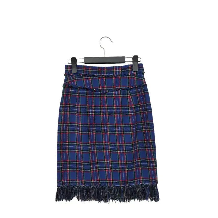 [BUNJANG] SJYP Blue Tartan Check Fringe Skirt / SJYP 블루 타탄 체크 프린지 매장정품