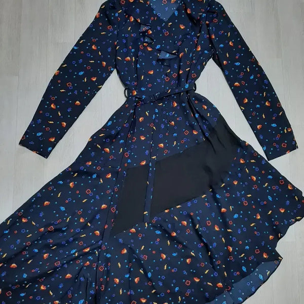 [BUNJANG] LUCKY CHOUETTE Frilled Asymmetrical Long Dress / 럭키슈에뜨 프릴 언발란스 롱 원피스 (36)
